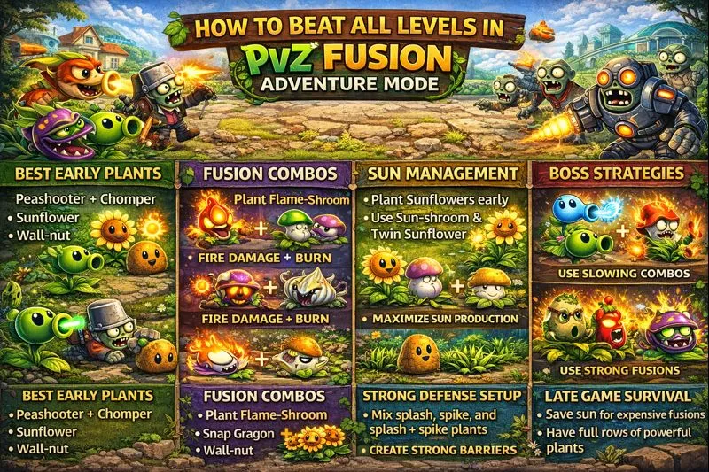 Beat All Levels in PvZ Fusion